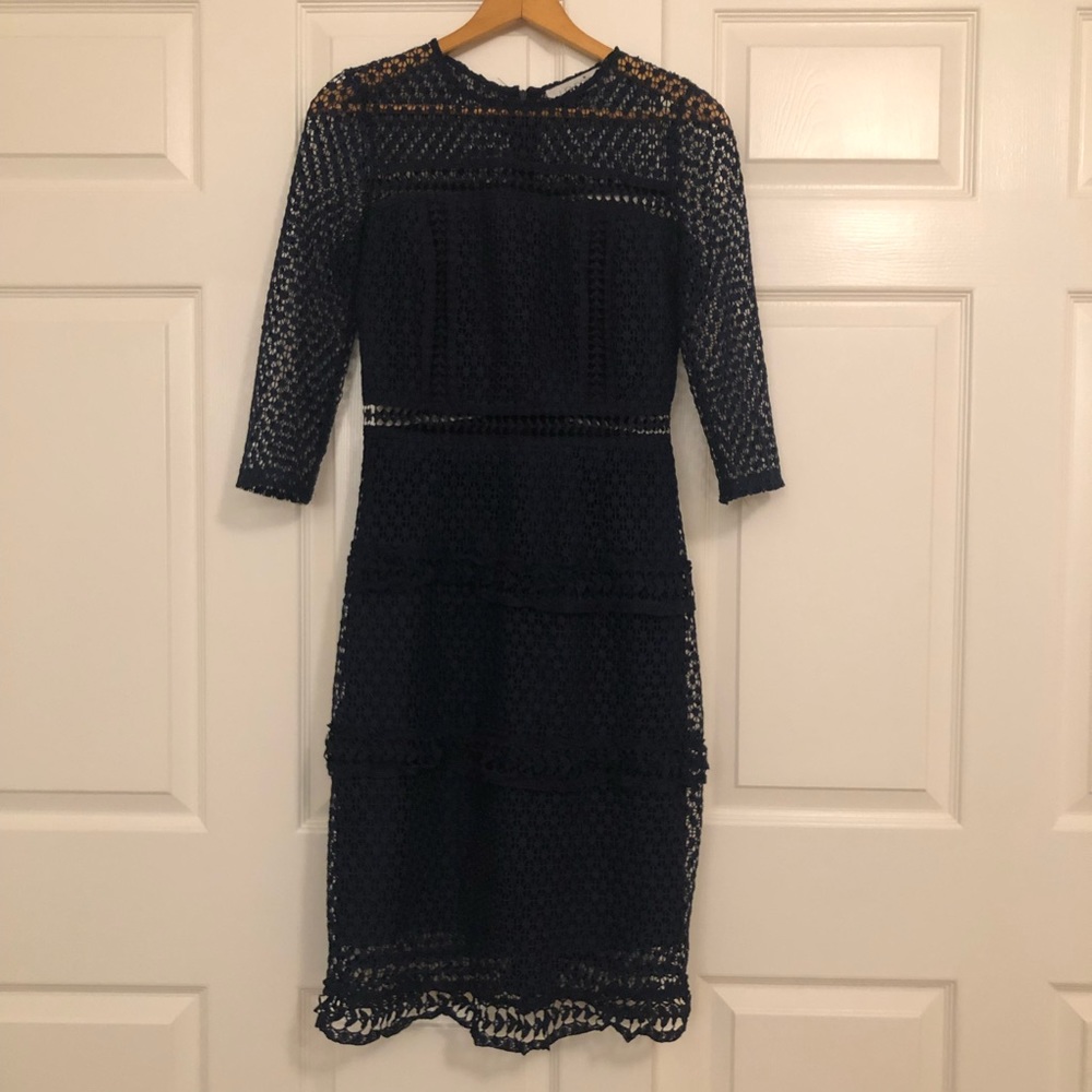 ASOS Special Occasion Women’s Dark Blue Midi Lace Dress, size 6-8